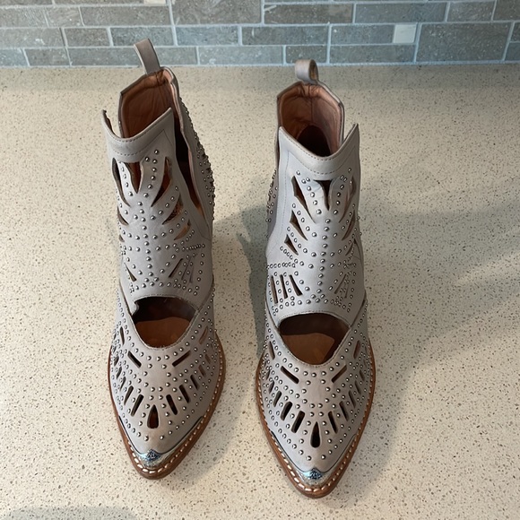 Jeffrey Campbell tan studded booties. - Picture 2 of 7